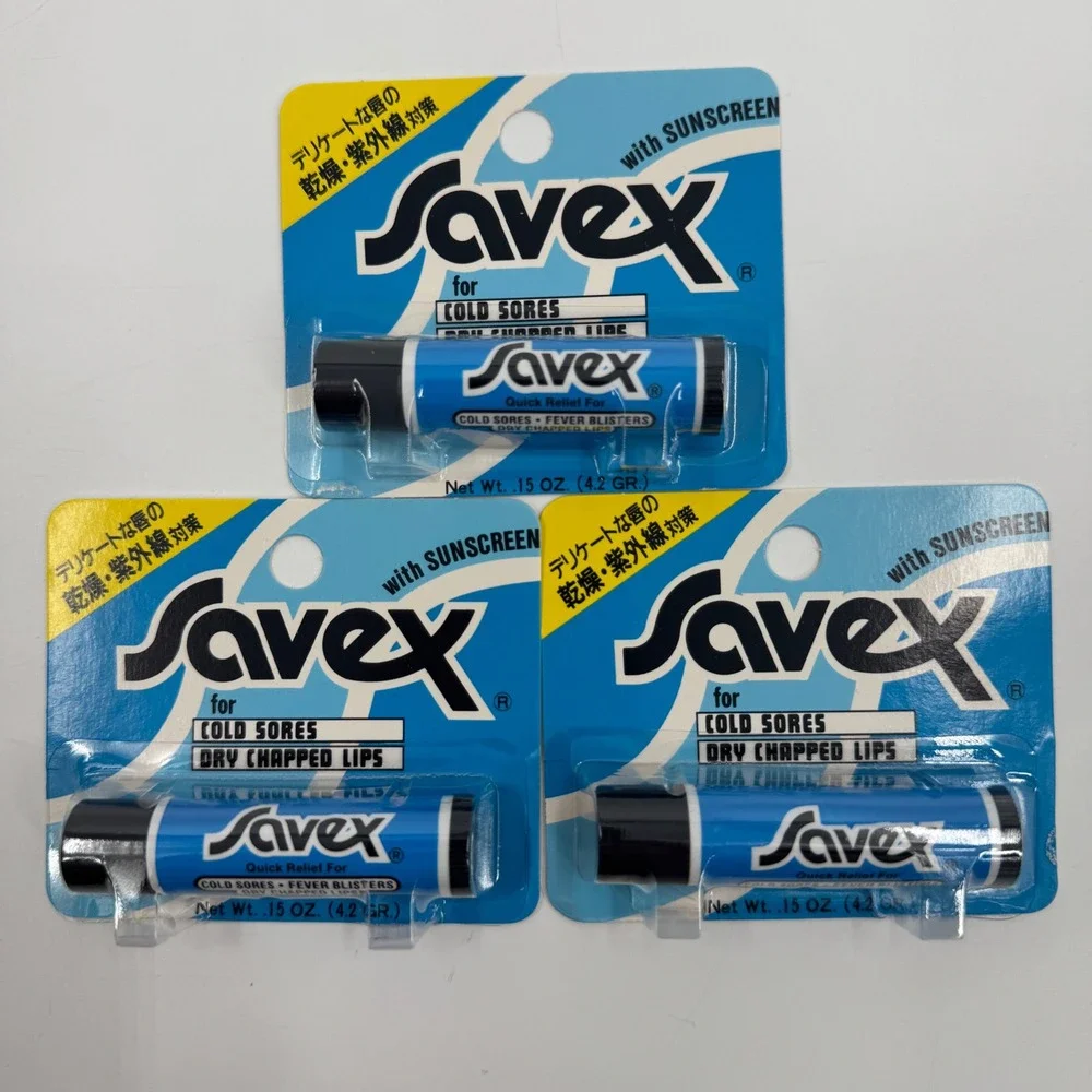 Savex Lip Stick 4.2g [Genuine] Japan Lip Balm 3 Pack‎ .15oz Blue Cold Sore UV